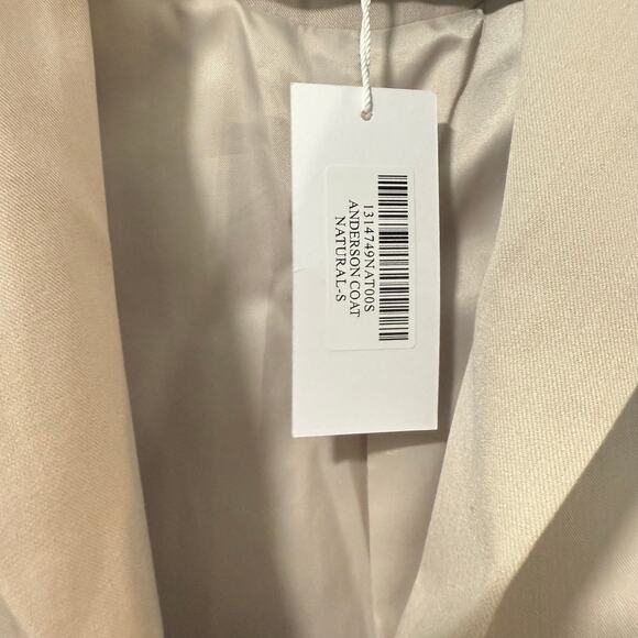 Reformation Women's Anderson Coat Long Collared Natural Beige Small NEW Wool - Picture 6 of 11